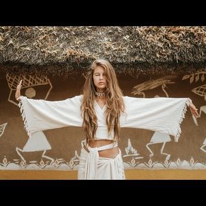 Boho Hippie canvas cotton wrap shirt